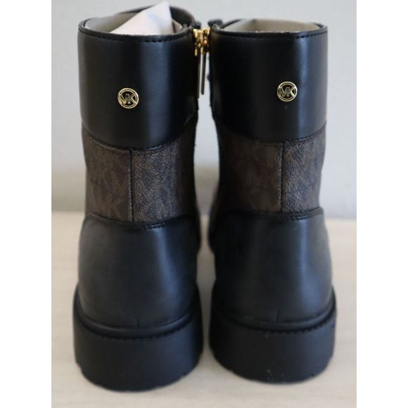 Michael Kors Women Sz 8M Brown/Blck Alistar Lace-Up Lug Sole Combat Booties $160 - Picture 7 of 8